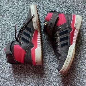 Adidas forum high top brown and red men 9.5